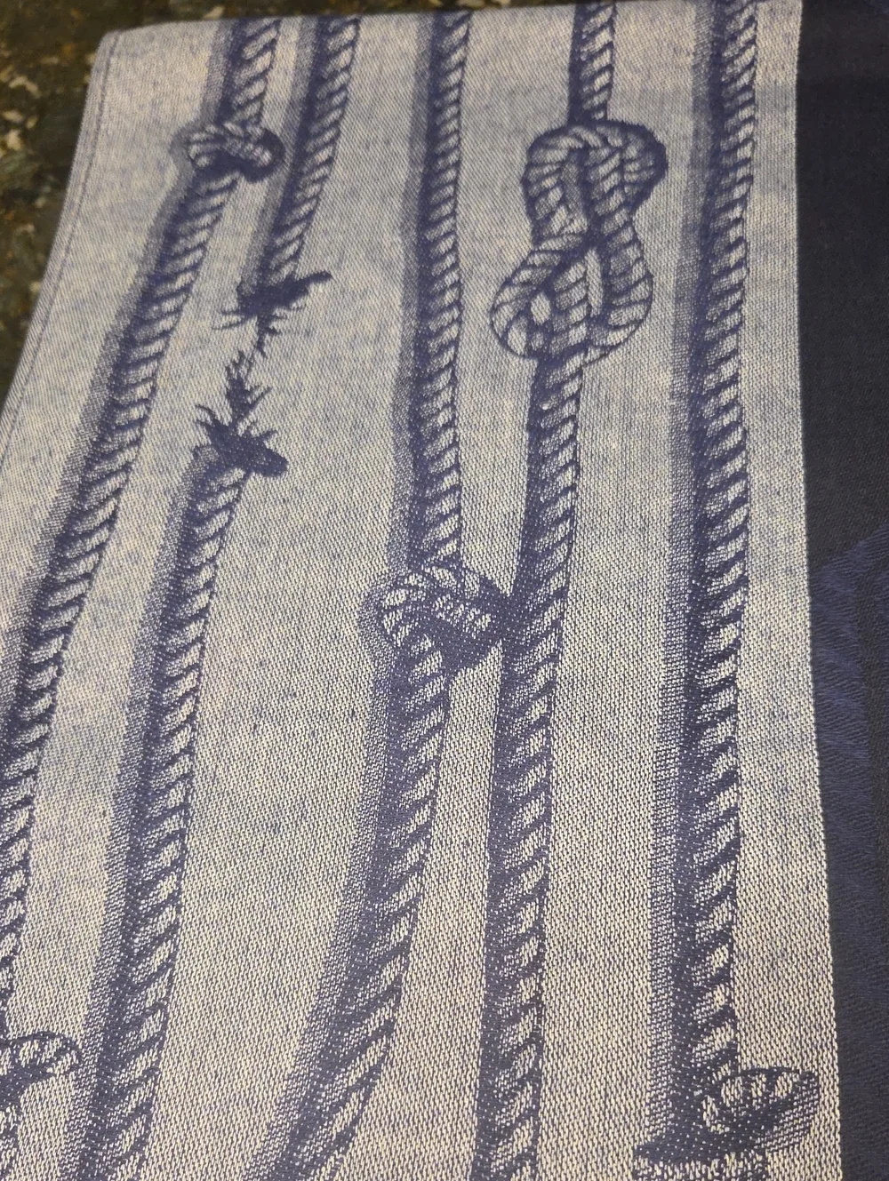 Navy and Cream Nautical Rope Pattern Scarf Wrap